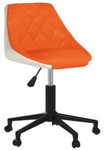 Obrotowe krzesło biurowe, pomarańczowo-białe, sztuczna skóra
