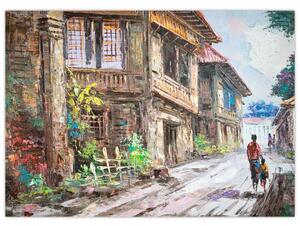 Obraz filipińskiej wioski, Azja (70x50 cm)