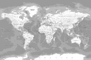 Obraz na korku stylowa czarno-biała mapa świata