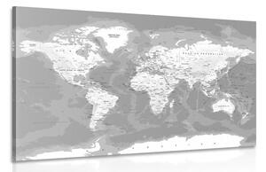 Obraz stylowa czarno-biała mapa świata