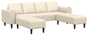 Nowoczesna sofa w ksztaÅcie u z sztruksowym obiciem kremowa
