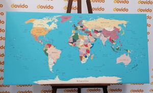 Obraz na korku mapa świata z nazwami