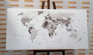 Obraz czarno-biała mapa z nazwami