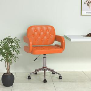 Obrotowe krzesło stołowe, pomarańczowe, obite sztuczną skórą
