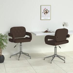Obrotowe krzesła stołowe, 2 szt., brązowe, obite sztuczną skórą