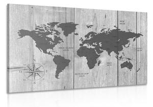 Obraz szara mapa na drewnianym tle