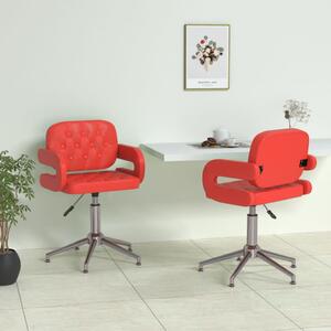 Obrotowe krzesła stołowe, 2 szt., czerwone, sztuczna skóra