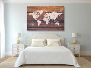 Obraz na korku dyskretna mapa z drewnianym tłem