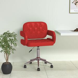 Obrotowe krzesło stołowe, winna czerwień, obite sztuczną skórą