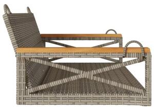 Ławka bujana, szara, 109x62x40 cm, polirattan