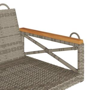 Ławka bujana, szara, 109x62x40 cm, polirattan
