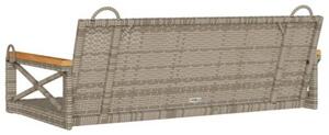 Ławka bujana, szara, 109x62x40 cm, polirattan