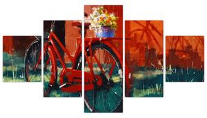 Obraz czerwonego koła, malowanie akrylowe (125x70 cm)