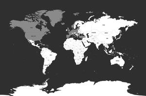Obraz na korku nowoczesna mapa w wersji czarno-białej