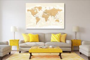 Obraz na korku mapa świata w stylu vintage