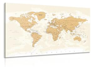 Obraz mapa świata z akcentem vintage