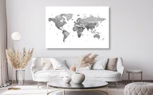 Obraz mapa świata w czarno-białej kolorystyce