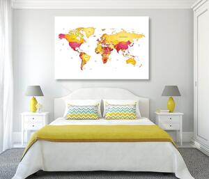 Obraz na korku mapa świata w kolorach
