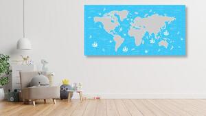 Obraz niebieska mapa świata