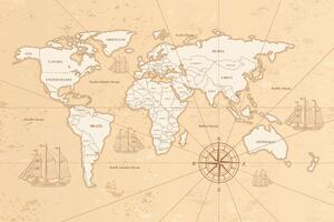 Obraz na korku ciekawa beżowa mapa świata