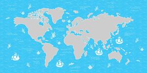 Obraz niebieska mapa świata