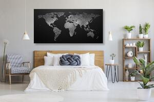 Obraz na korku nocna czarno-biała mapa świata