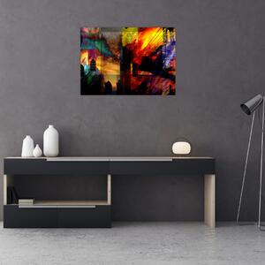Obraz - Kolorowa abstrakcja miasta (70x50 cm)
