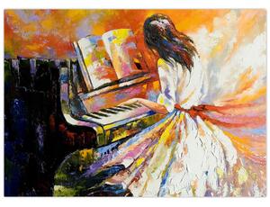 Obraz - Kobieta grająca na pianinie (70x50 cm)