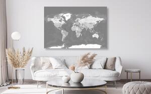 Obraz stylowa vintage czarno-biała mapa świata