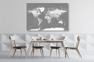 Obraz stylowa vintage czarno-biała mapa świata