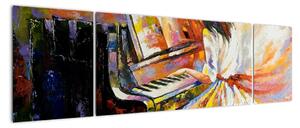 Obraz - Kobieta grająca na pianinie (170x50 cm)