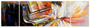 Obraz - Kobieta grająca na pianinie (170x50 cm)