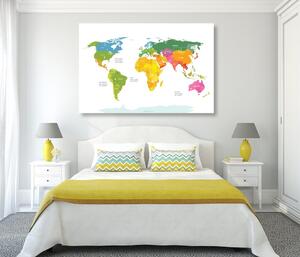 Obraz na korku wyjątkowa mapa świata z białym tłem