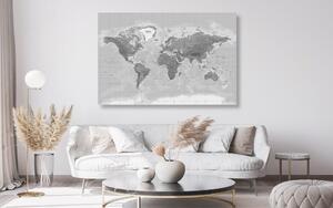 Obraz piękna czarno-biała mapa świata
