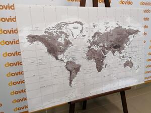 Obraz na korku wspaniała czarno-biała mapa świata