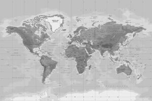 Obraz na korku wspaniała czarno-biała mapa świata