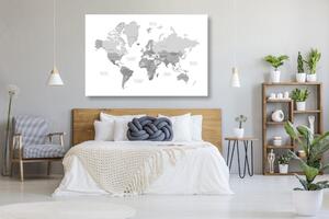 Obraz na korku czarno-biała mapa świata w stylu vintage