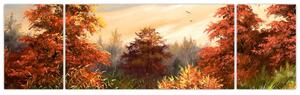 Obraz rzeki w jesiennym krajobrazie, obraz olejny (170x50 cm)