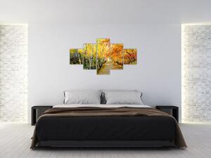 Obraz - Romantyczna aleja wzdłuż wody, obraz olejny (125x70 cm)