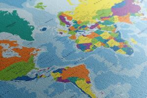 Obraz na korku kolorowa mapa świata