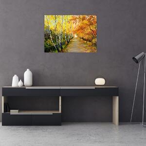 Obraz - Romantyczna aleja wzdłuż wody, obraz olejny (70x50 cm)