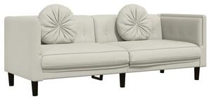 Sofa 3-osobowa z poduszkami, kremowa, aksamit