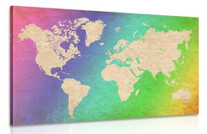 Obraz pastelowa mapa świata