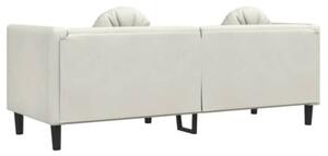 Sofa 3-osobowa z poduszkami, kremowa, aksamit