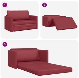 Sofa bed czerwone wino 124 x 71 x 78 cm sztuczna skÃ³ra