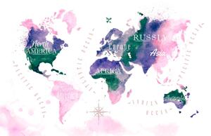 Obraz na korku mapa świata w akwareli