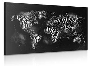 Obraz modna czarno-biała mapa świata