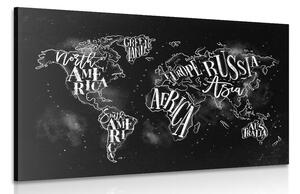 Obraz modna czarno-biała mapa świata