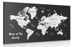 Obraz czarno-biała unikalna mapa świata