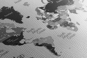 Obraz na korku stylowa czarno-biała mapa